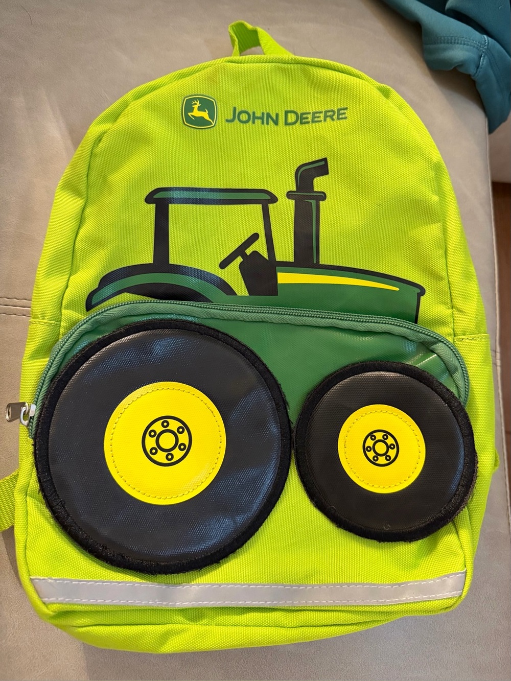 John Deere Kids Tractor Backpack Green 3D Wheels School Preschool Bag
